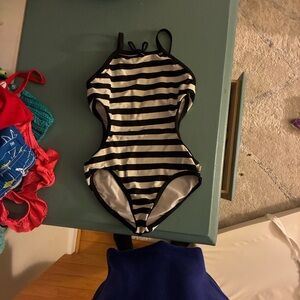 Kate Spade Kids Black and White Striped Swimsuit